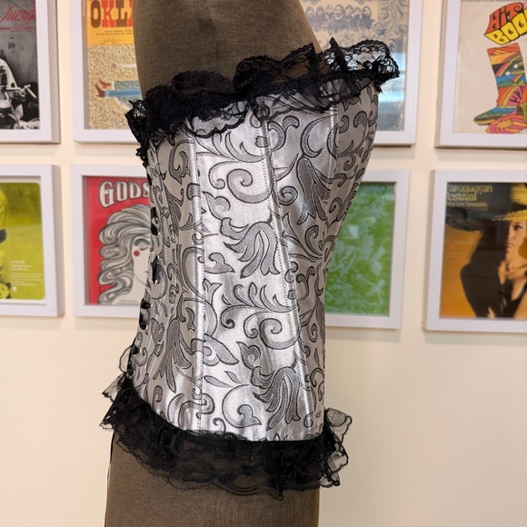Silver & Black Lace Corset Top - Picture 2 of 11